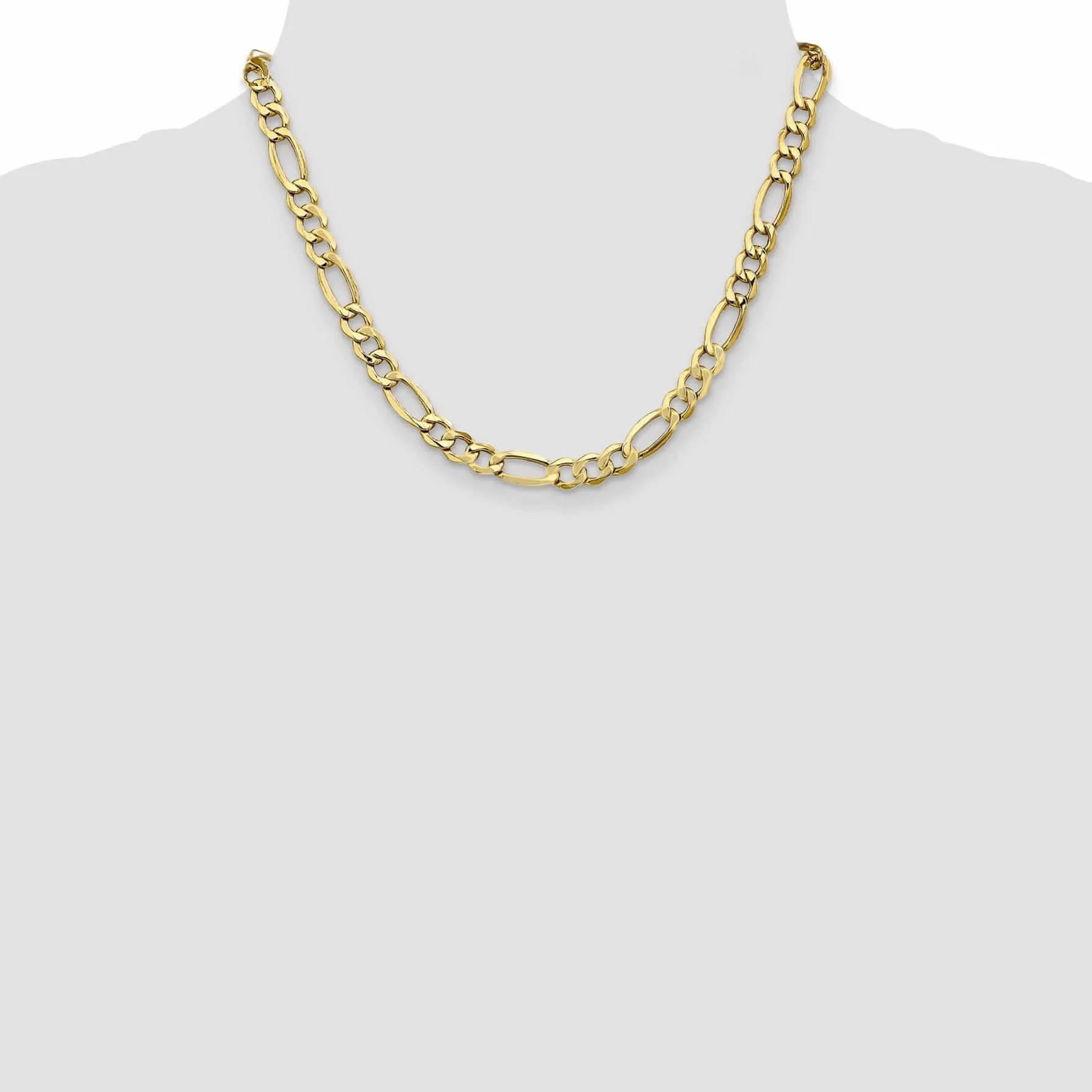 10k Yellow Gold 7.3mm Semi-Solid Figaro C