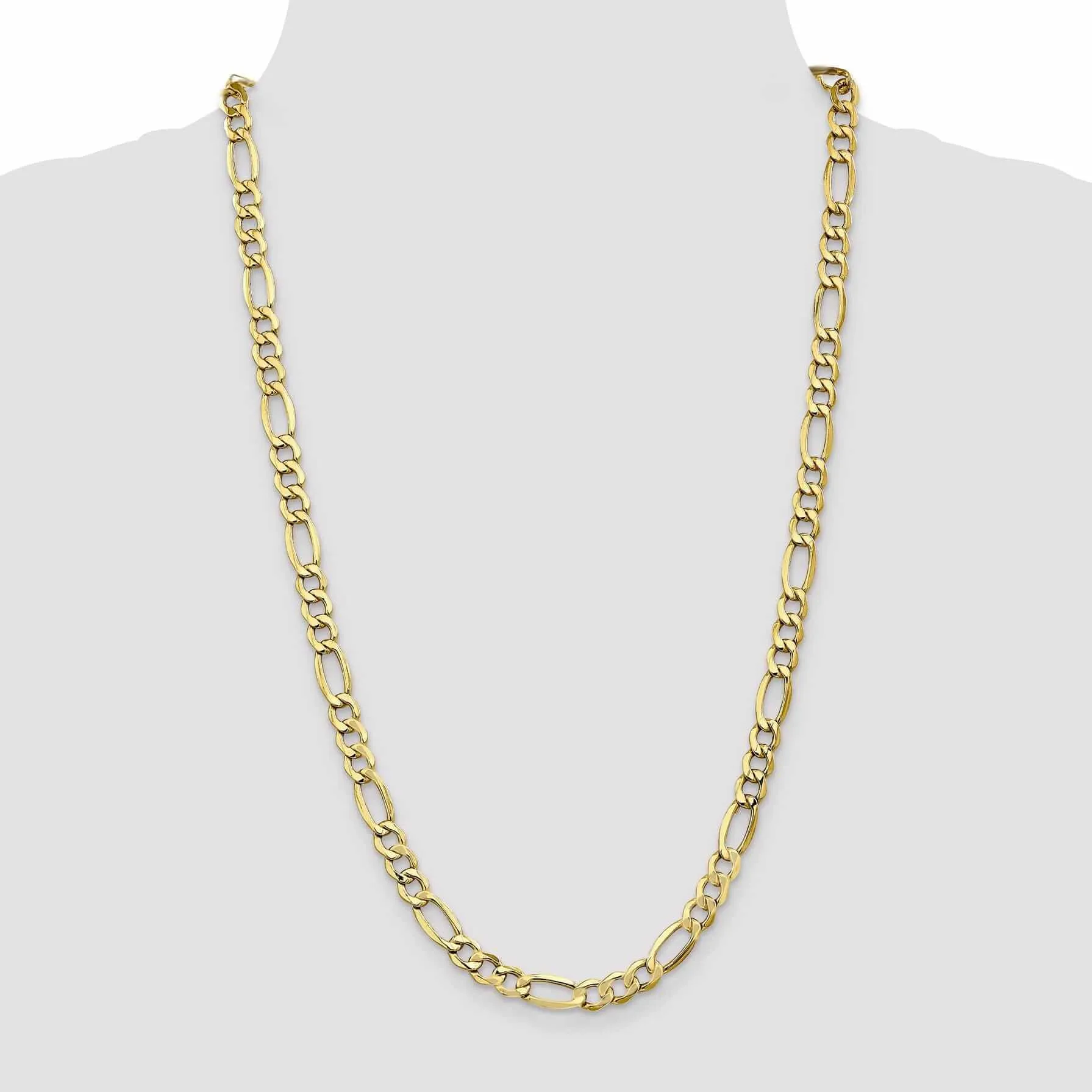 10k Yellow Gold 7.3mm Semi-Solid Figaro C