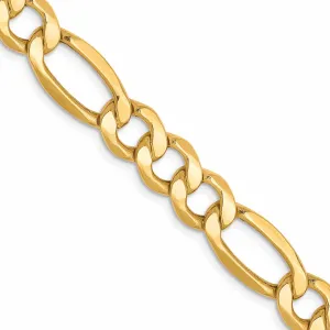 10k Yellow Gold 7.3mm Semi-Solid Figaro C