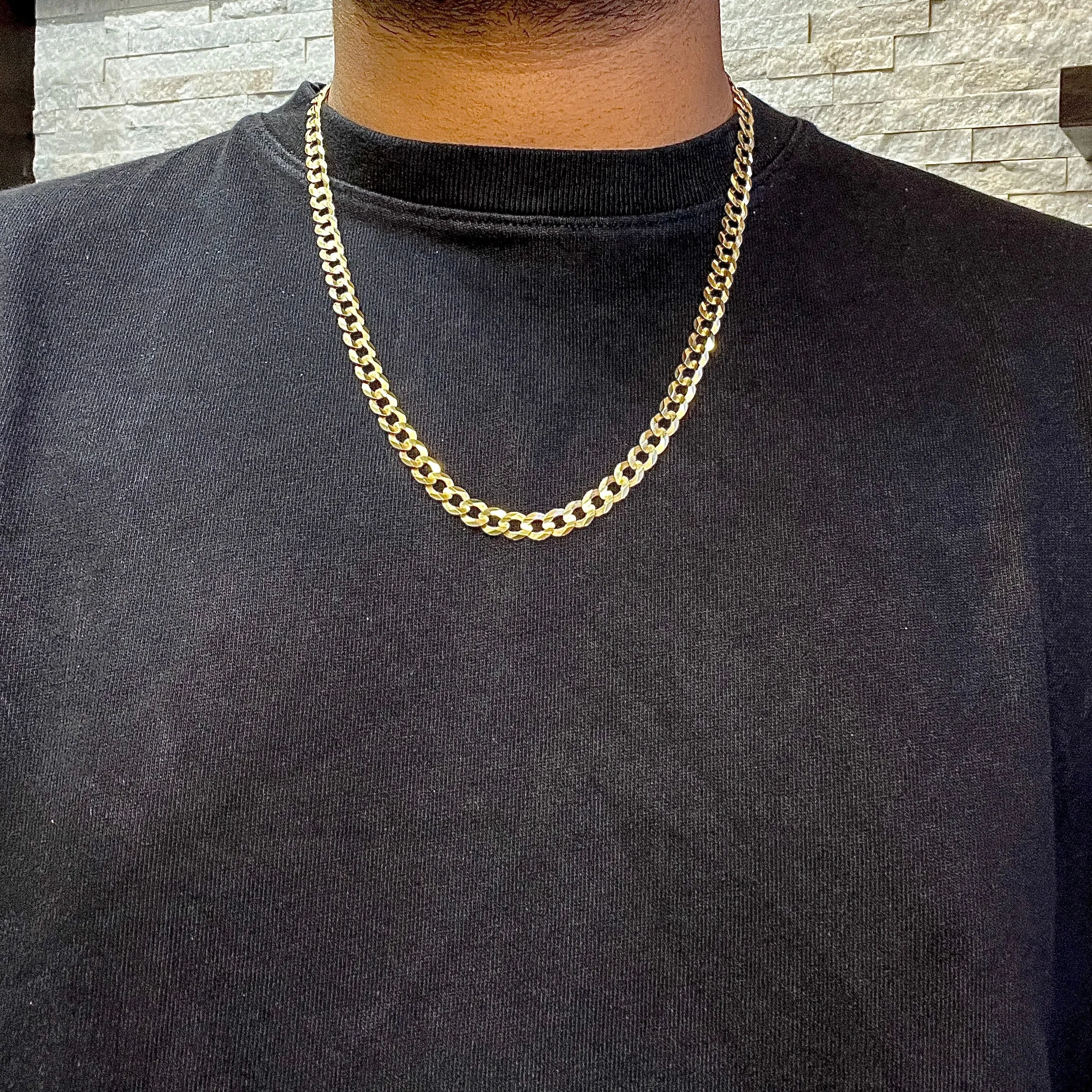 10K Yellow Gold (7mm) Curb Chain (20" - 26")