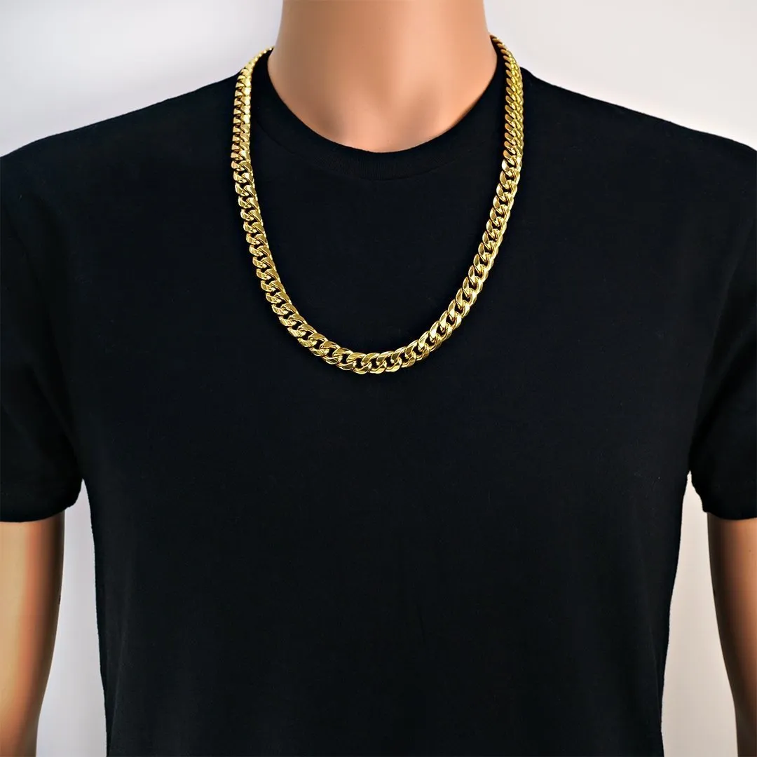 10K Yellow Gold Hollow Cuban Link Chain 11 mm