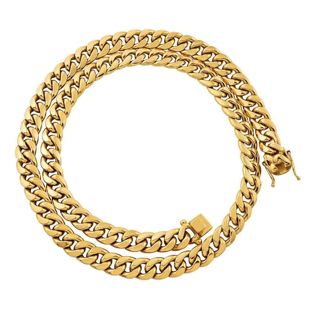 10K Yellow Gold Hollow Cuban Link Chain 11 mm