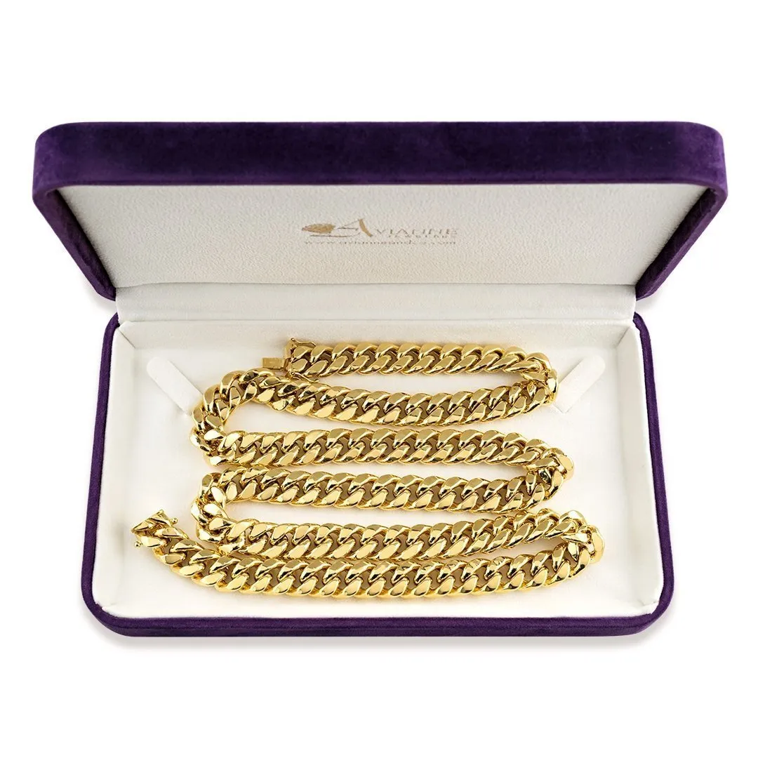 10K Yellow Gold Hollow Cuban Link Chain 11 mm