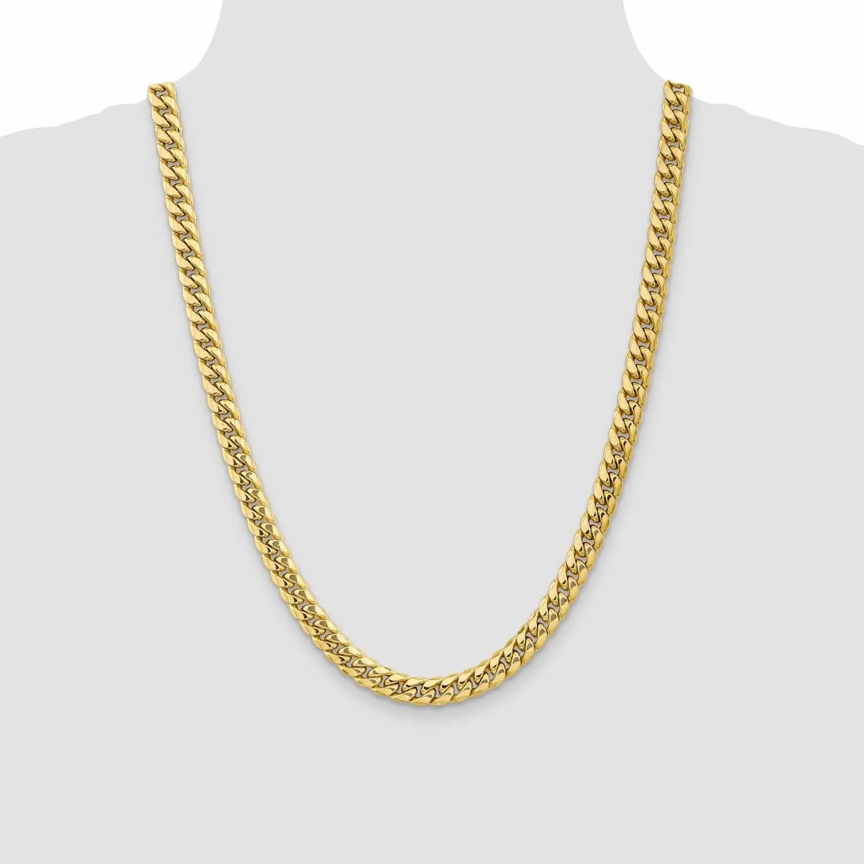 10k Yellow Gold Semi-Solid 7.3 mm Cuban Chain