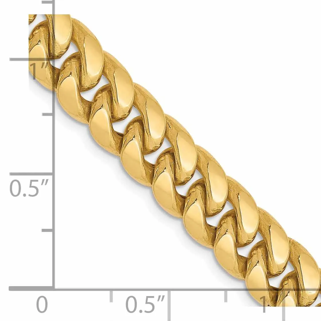10k Yellow Gold Semi-Solid Miami Cuban Chain