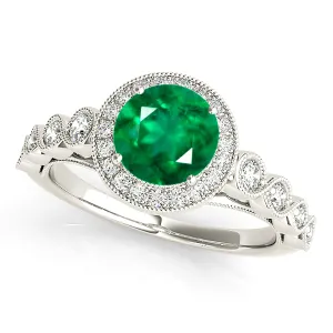 1.15 ct. Genuine Emerald Ring With Halo And Swirl Infinite Diamond Band