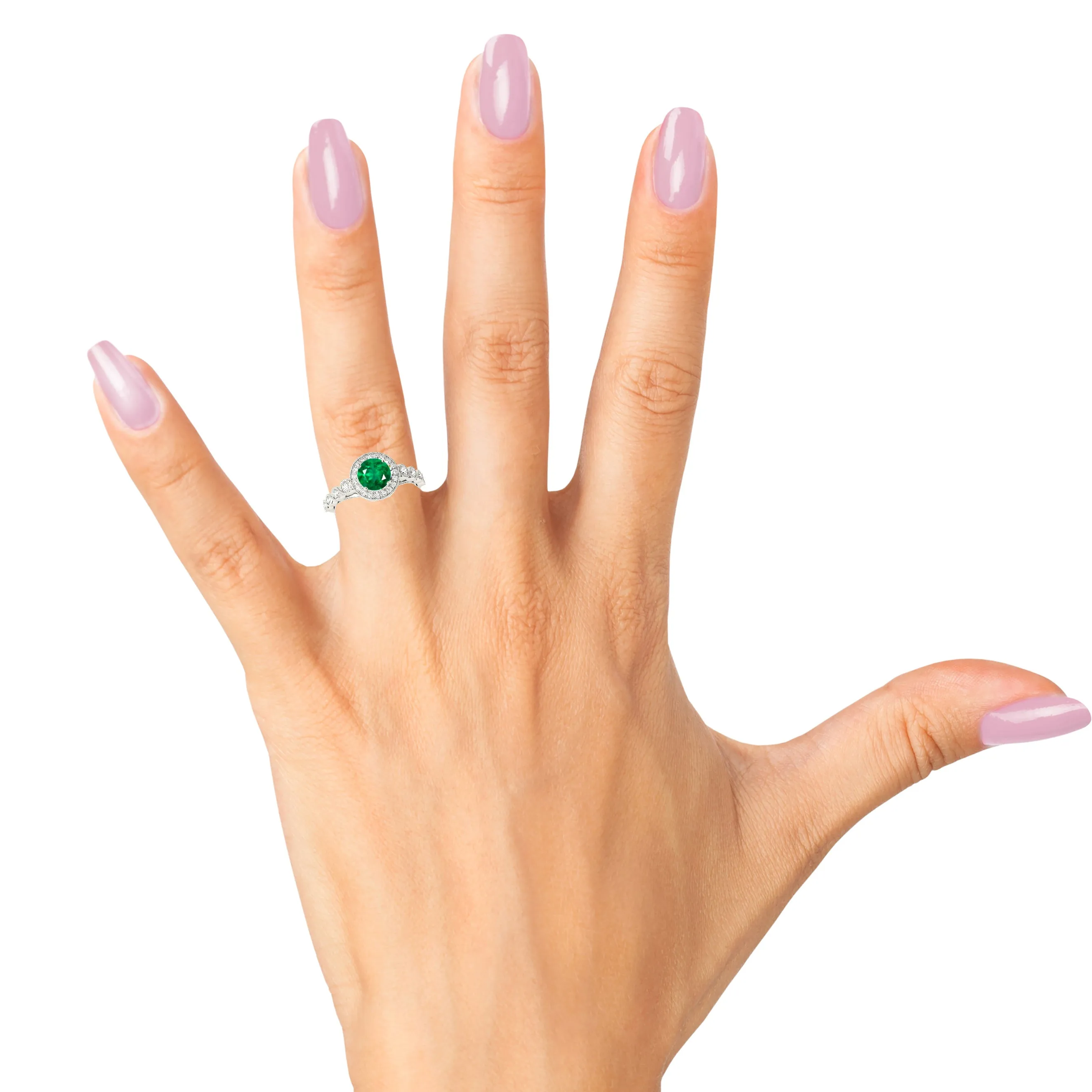1.15 ct. Genuine Emerald Ring With Halo And Swirl Infinite Diamond Band