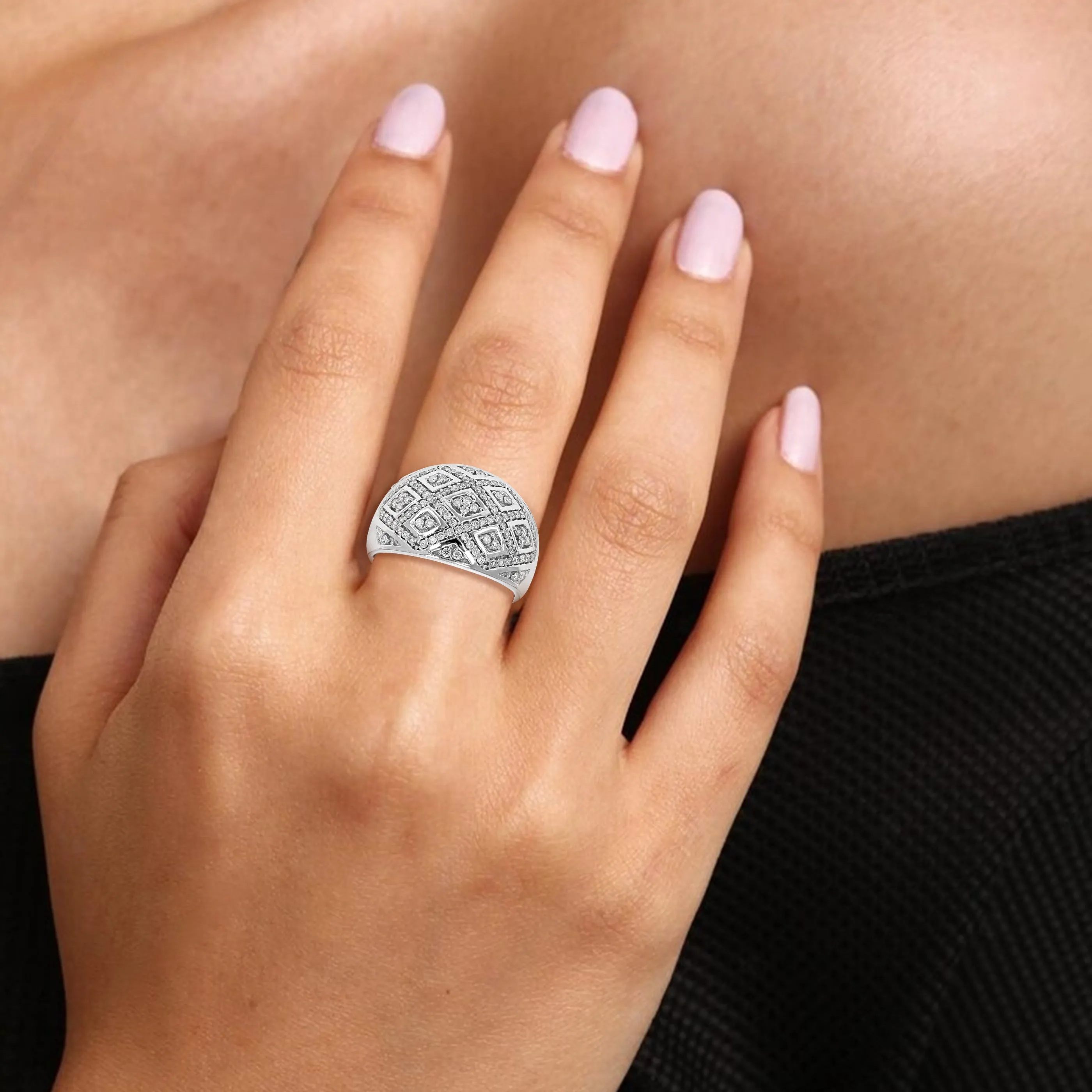 1/2 cttw Lab Diamond Zig Zag Wedding Band in Sterling Silver