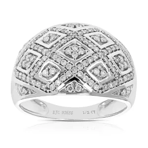 1/2 cttw Lab Diamond Zig Zag Wedding Band in Sterling Silver
