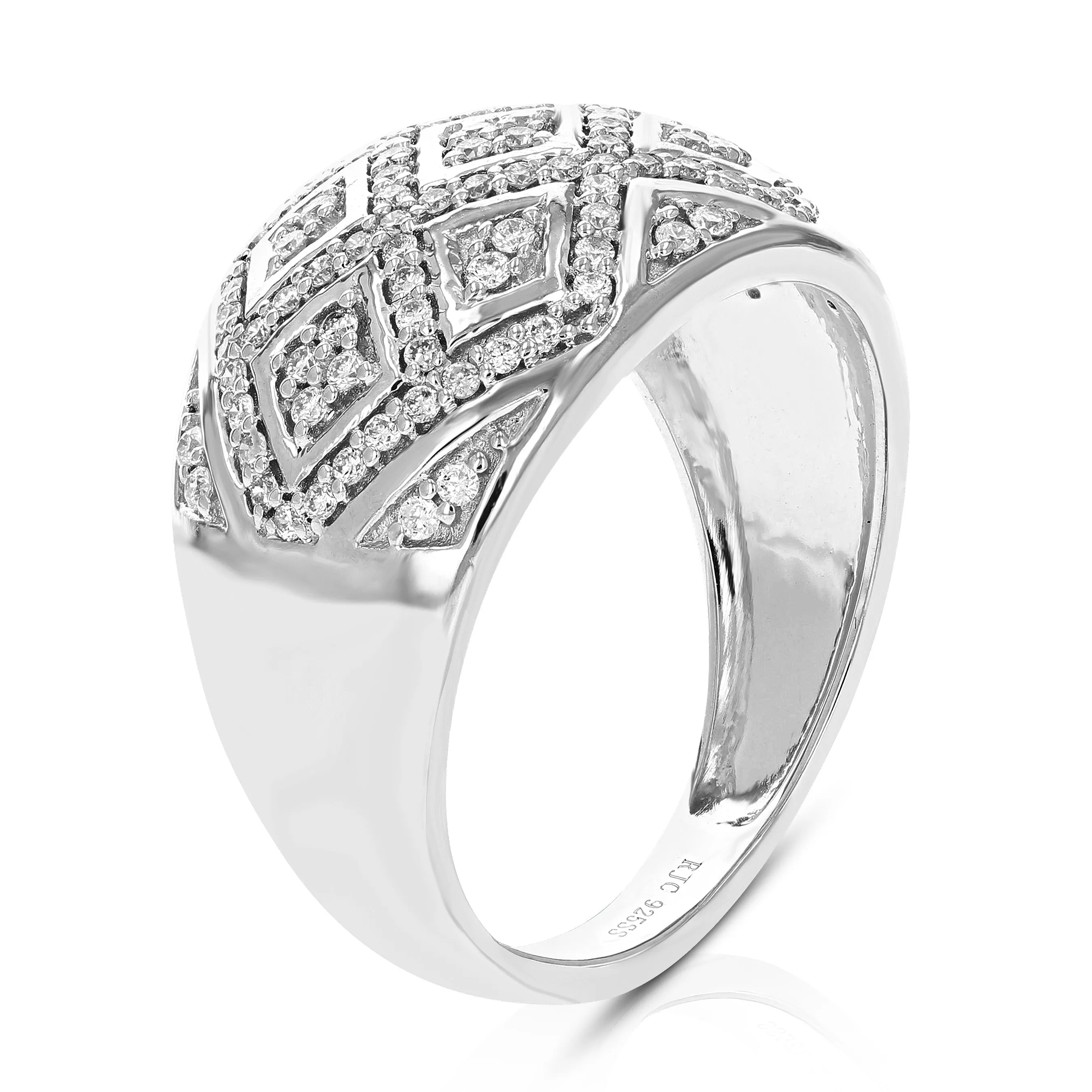 1/2 cttw Lab Diamond Zig Zag Wedding Band in Sterling Silver
