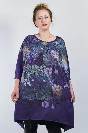 1255 Oversized Tunic Tee-Mystic Purple-Ziggurat Chant