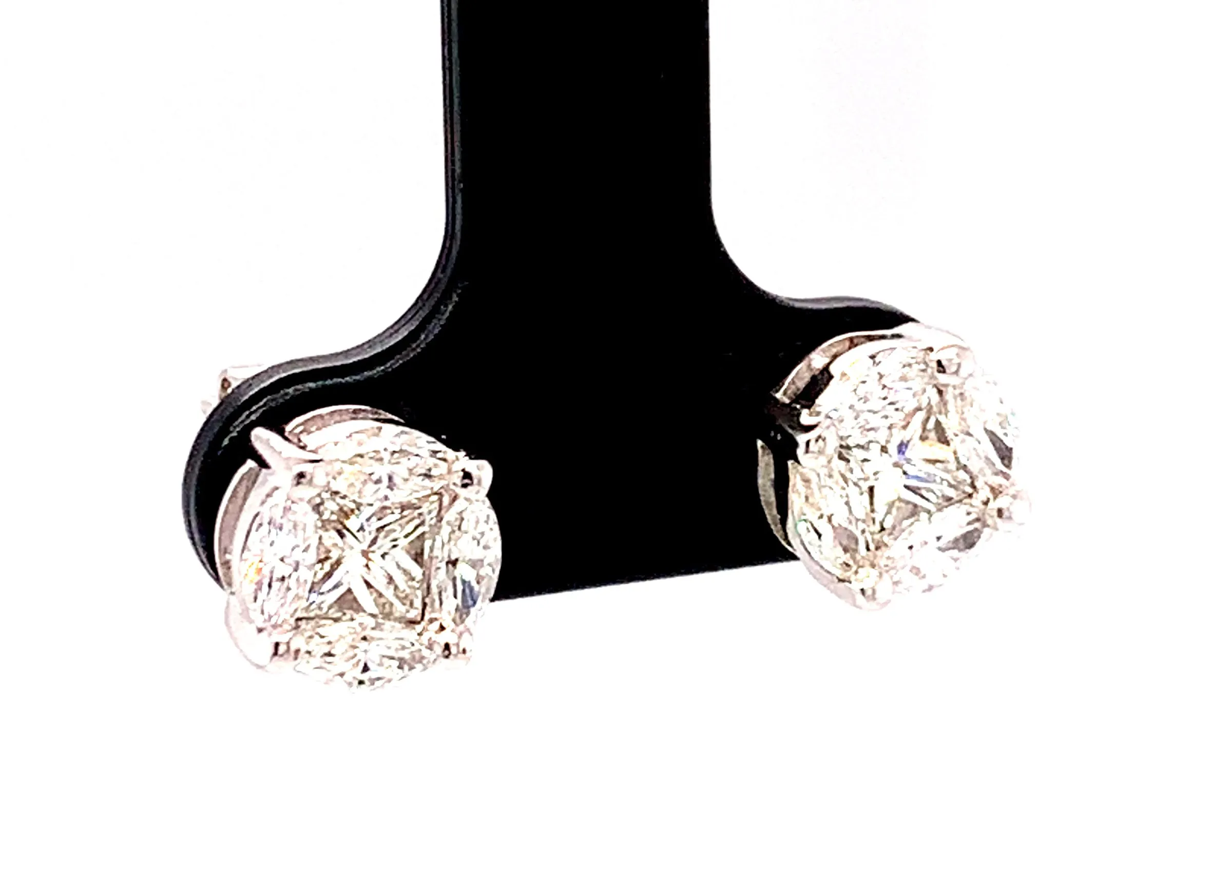 1.33 Carat T.W. Princess, Marquise Diamond, White Gold Illusion Stud Earrings