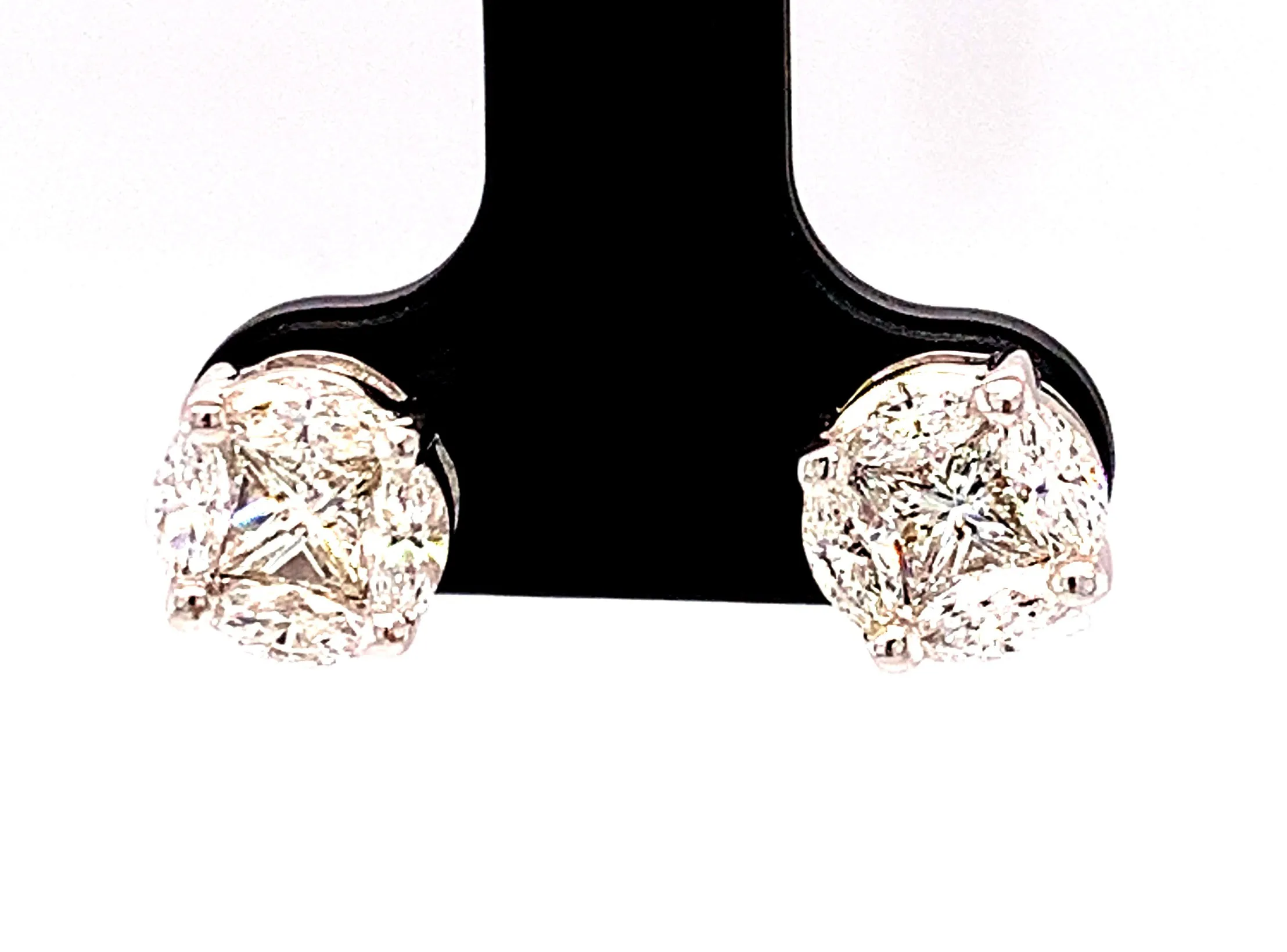 1.33 Carat T.W. Princess, Marquise Diamond, White Gold Illusion Stud Earrings