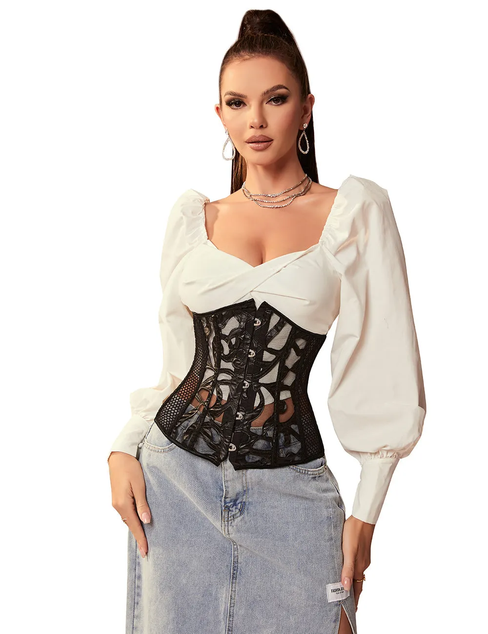 14 Pieces Plastic Bones Grid Corsets Egypt With Panties