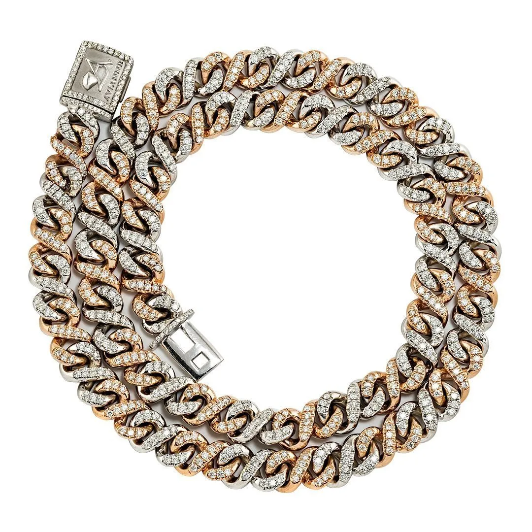 14k Gold Infinity Link Diamond Chain 9 mm 15.7 Ctw