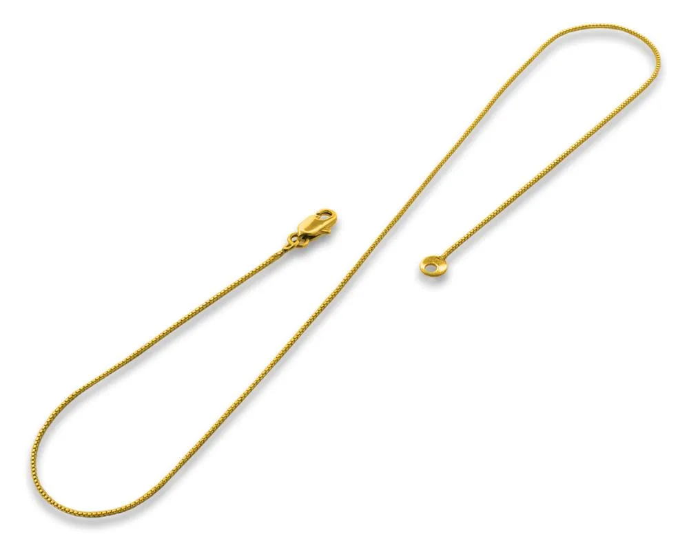 14K Gold Plated 30" Box Brass Chain Necklace 1.0mm