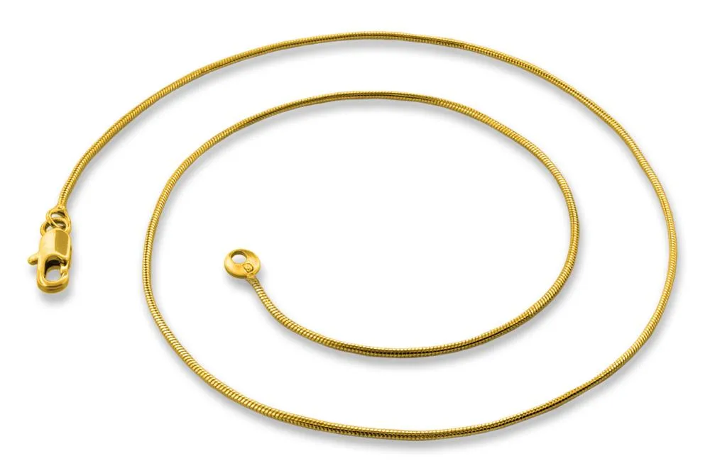14K Gold Plated 30" Snake Brass Chain Necklace 1.13mm