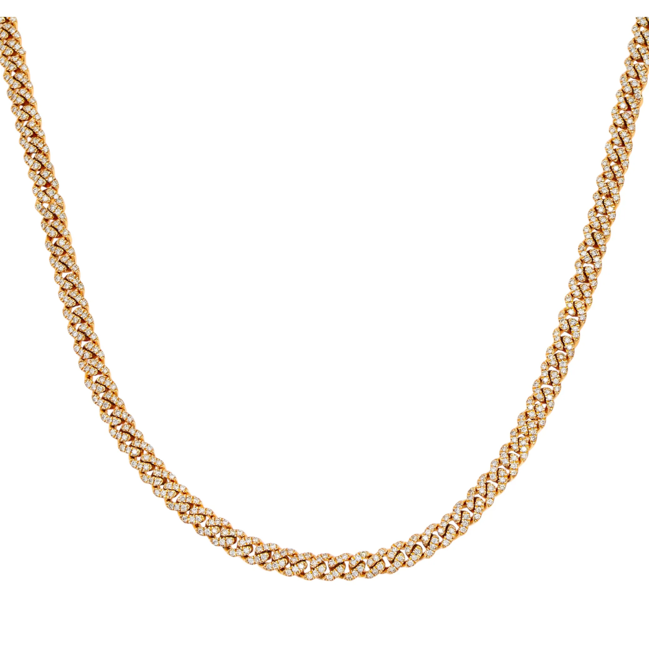 14k Rose Gold Diamond Cuban Chain 22" 4.80ctw