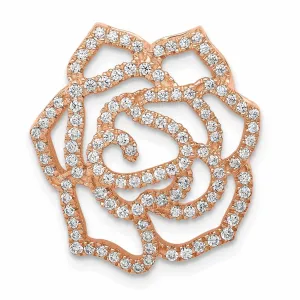 14k Rose Gold Open Back Solid Polished Finish Diamond Fancy Flower Chain Slide. Will Not Fit Omega.