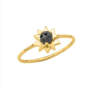 14K Solid Gold Black Diamond North-Star Ring