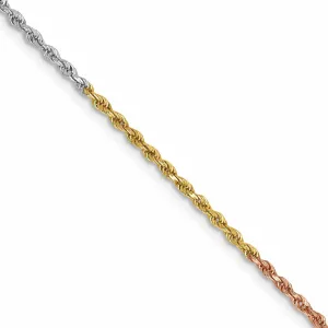 14k Tri Color Gold 1.5mm Diamond Cut Rope Chain