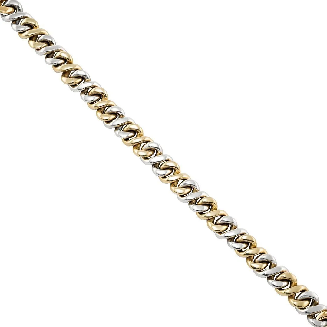 14k Two Tone Gold Diamond Infinity Cuban Link Chain 9 mm 18 Ctw