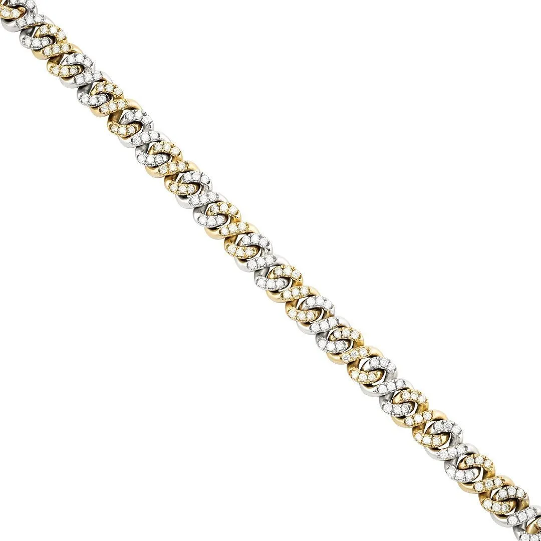 14k Two Tone Gold Diamond Infinity Cuban Link Chain 9 mm 18 Ctw