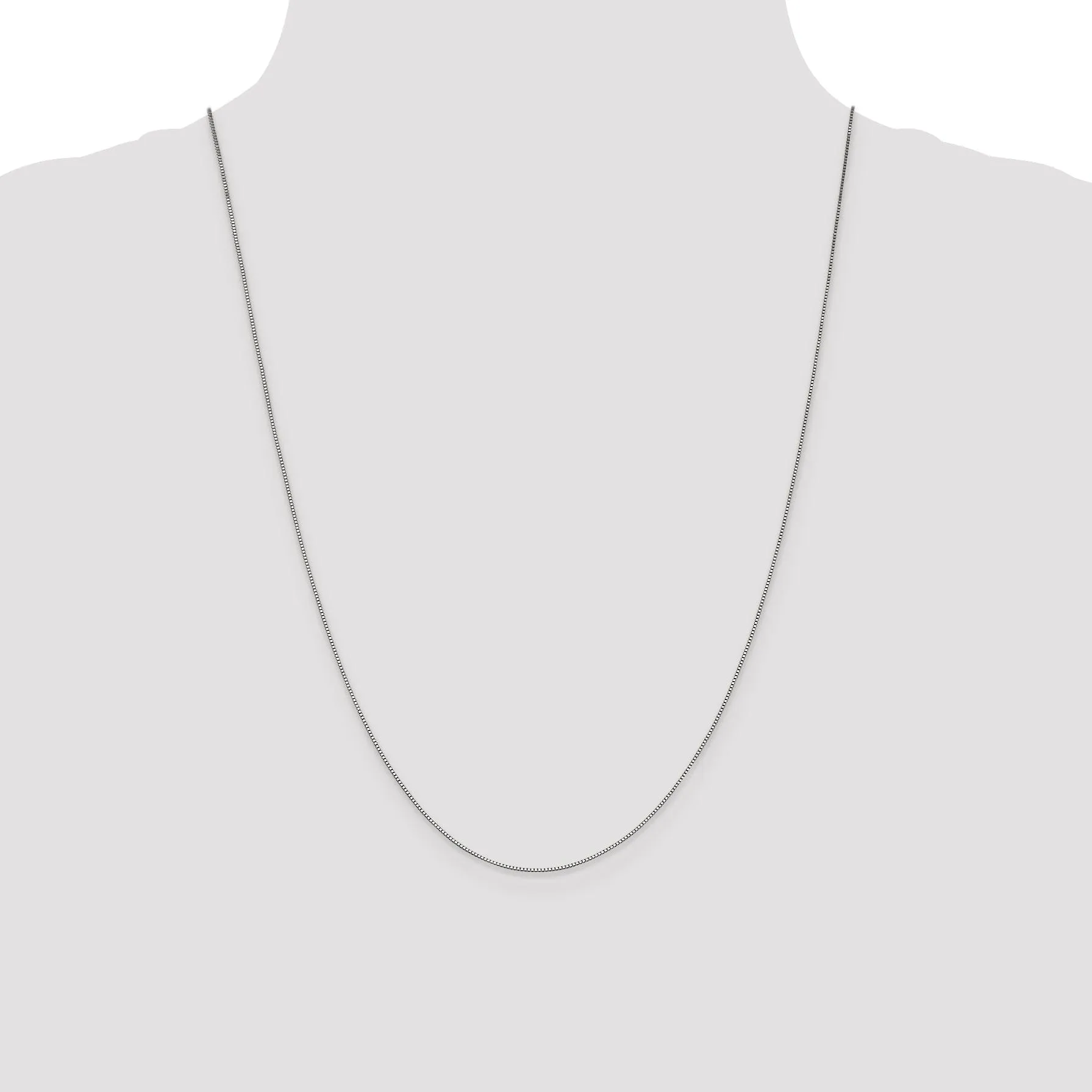 14k White Gold 0.70mm Polished Solid Box Chain