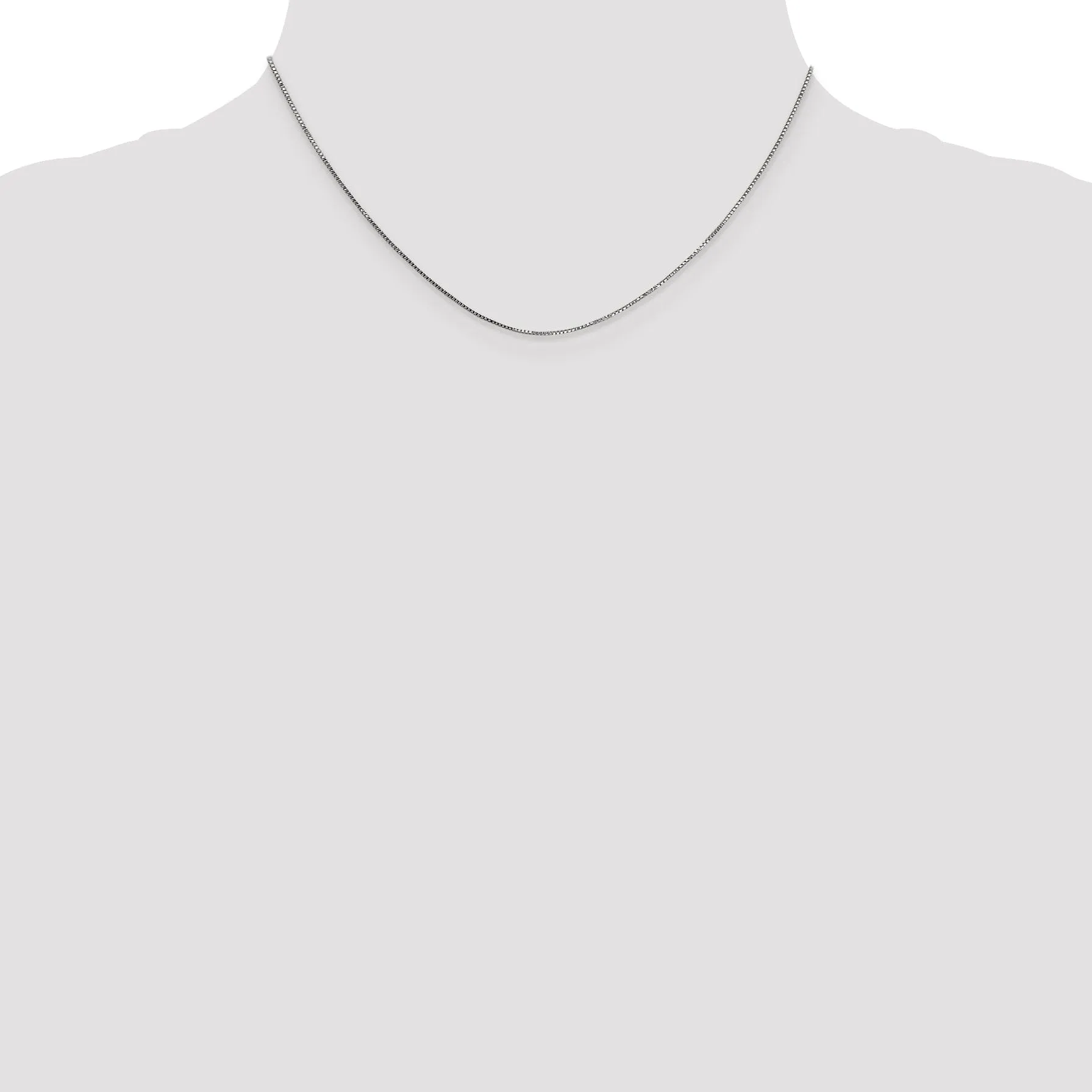 14k White Gold 0.70mm Polished Solid Box Chain