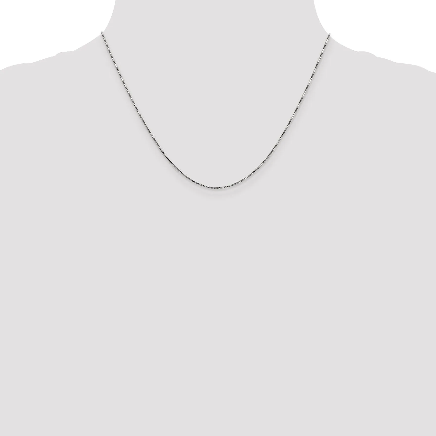 14k White Gold 0.70mm Polished Solid Box Chain