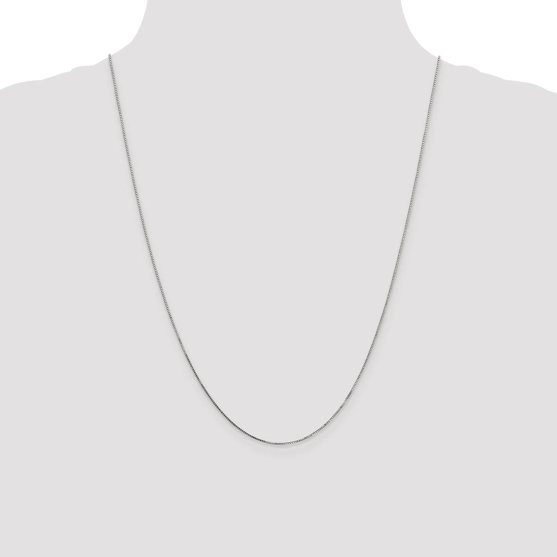 14k White Gold 0.70mm Polished Solid Box Chain