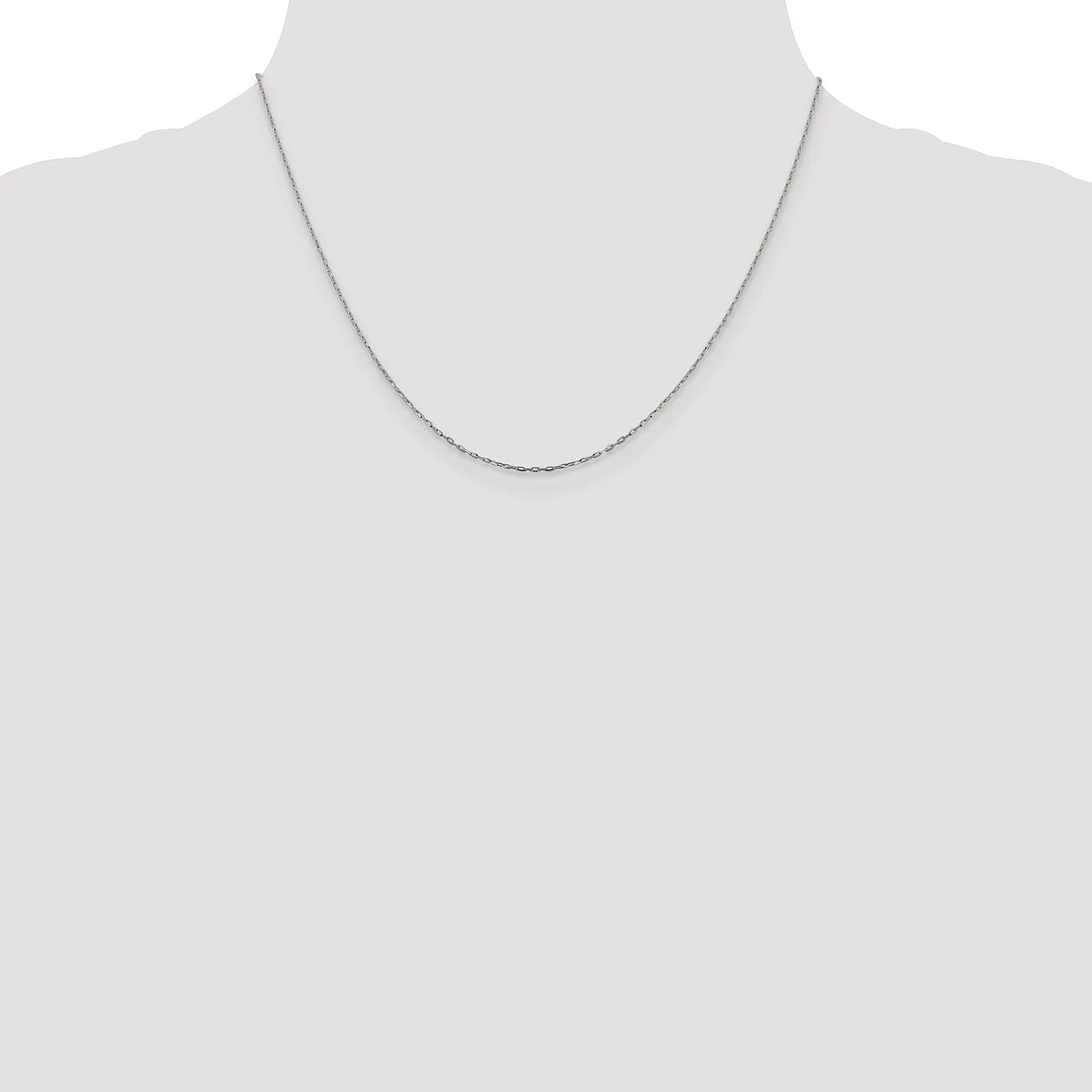 14K White Gold 1 mm D.C Open Cable Link Chain