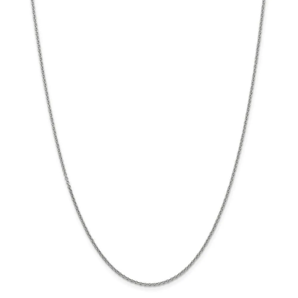 14k White Gold 1.67mm Round Link Cable Chain