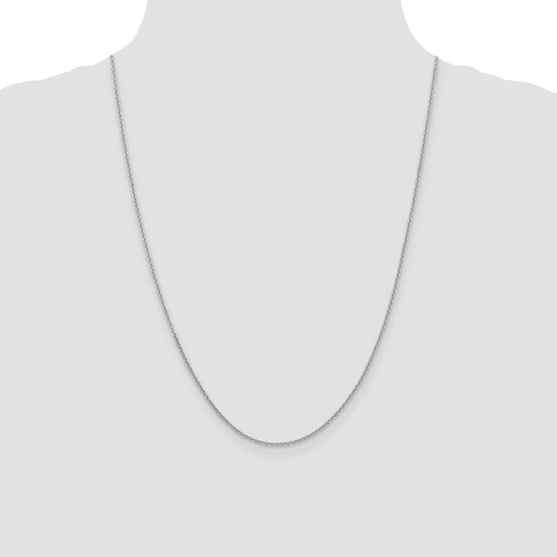 14k White Gold 1.67mm Round Link Cable Chain