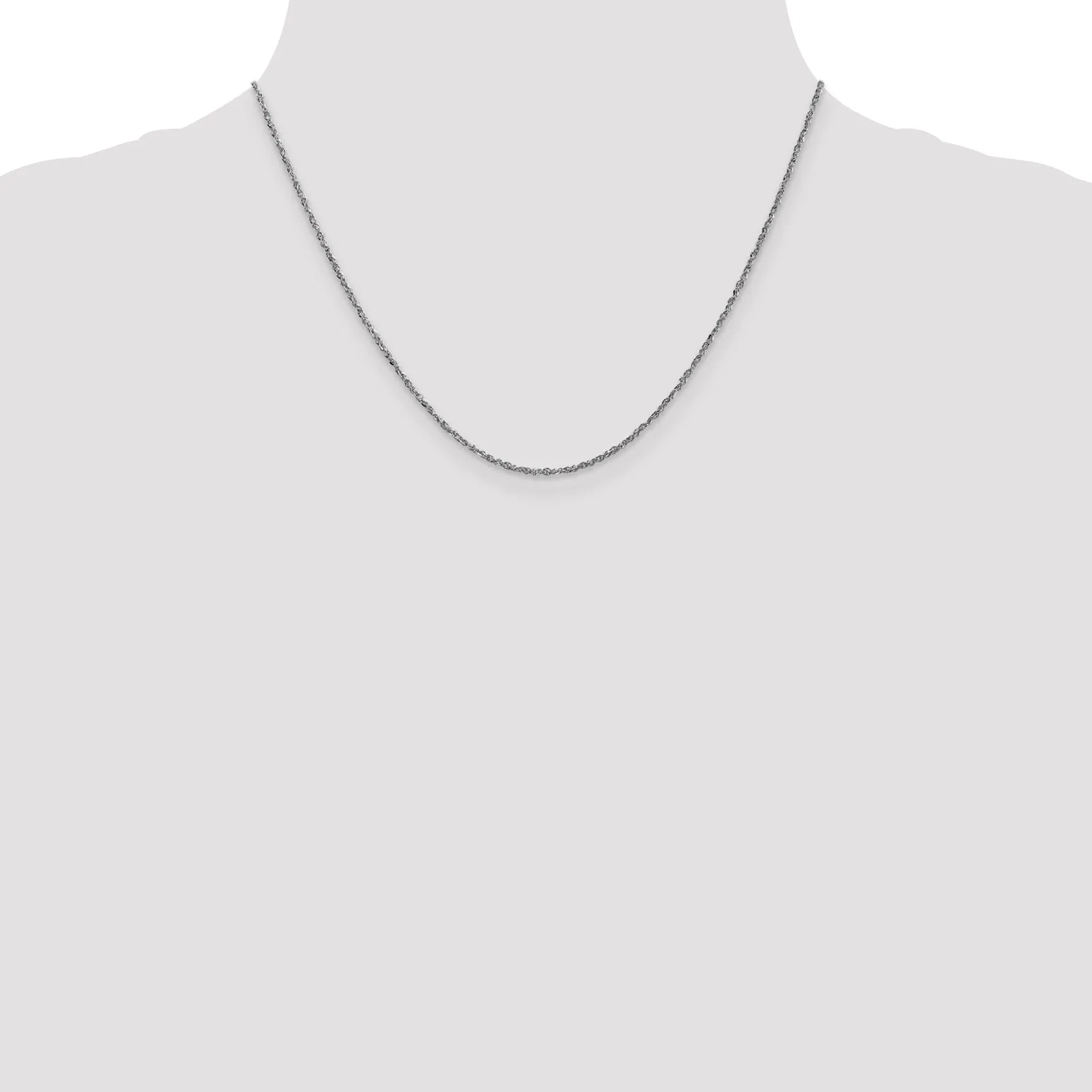 14K White Gold 1.70mm Polish Solid Ropa Chain