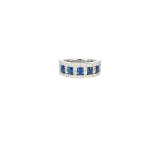 14K WHITE GOLD 1.75CT OVAL BLUE SAPPHIRE AND 1.44CT ROUND DIAMOND I VS2 SIZE 7 RING