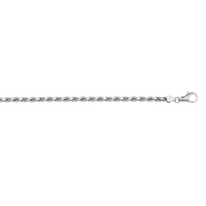 14K White Gold (1.8mm) Rope Chain  Diamond Cut (16in - 24in)