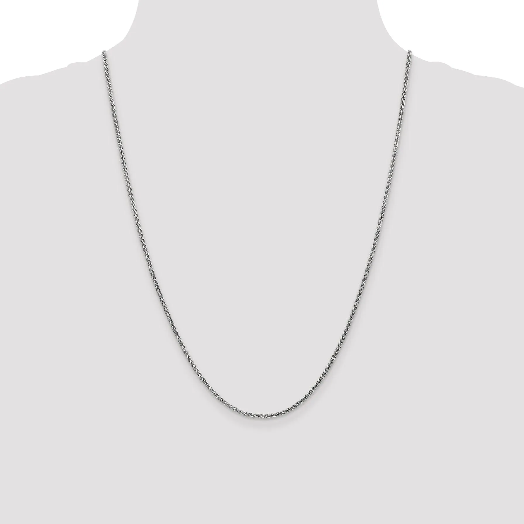 14k White Gold 1.8mm Solid D.C Spiga Chain