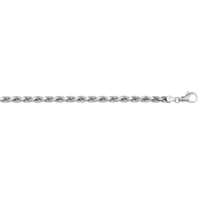 14K White Gold (2.3mm) Diamond Cut Rope Chain (16" - 24")