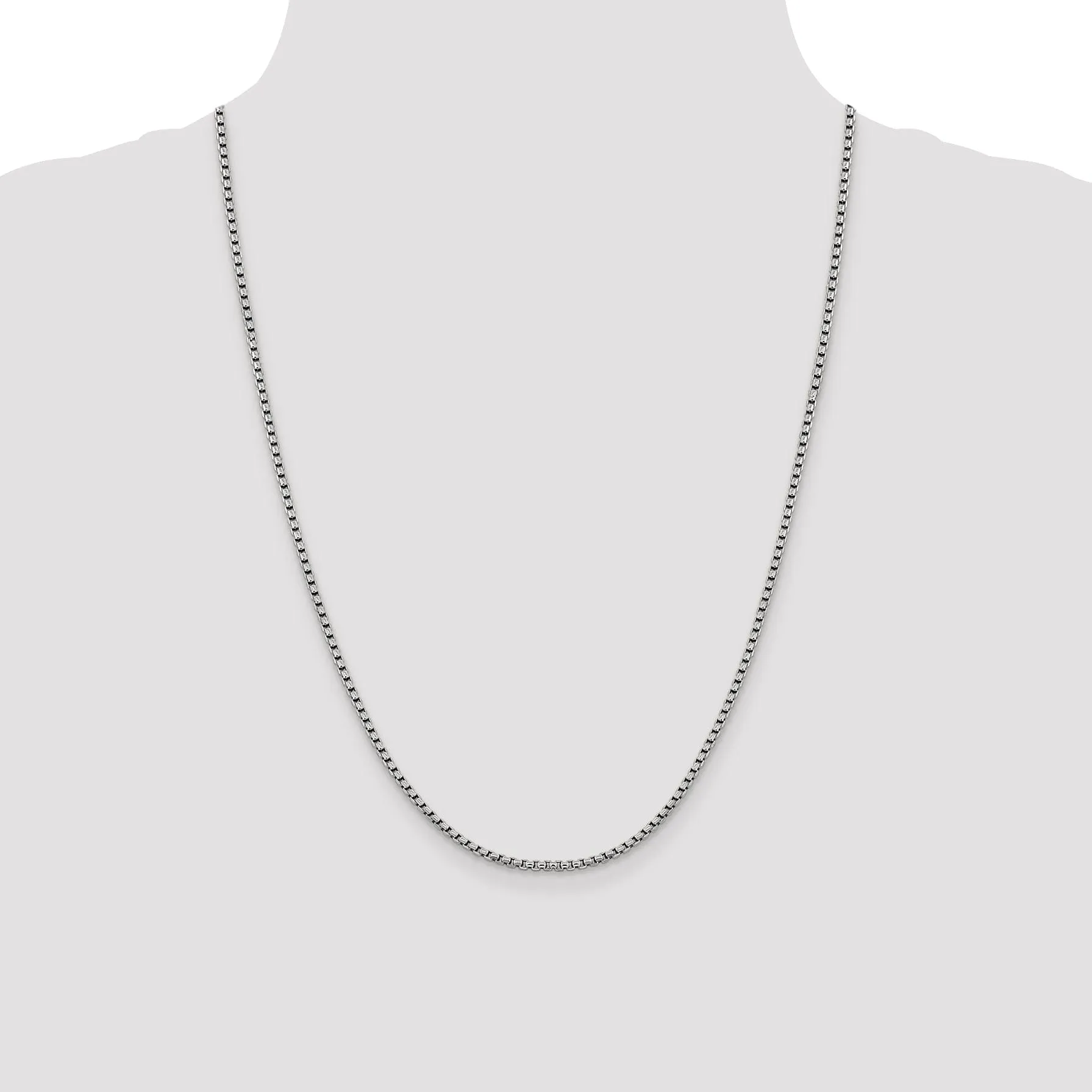 14K White Gold 2.4 mm D.C Round Box Chain