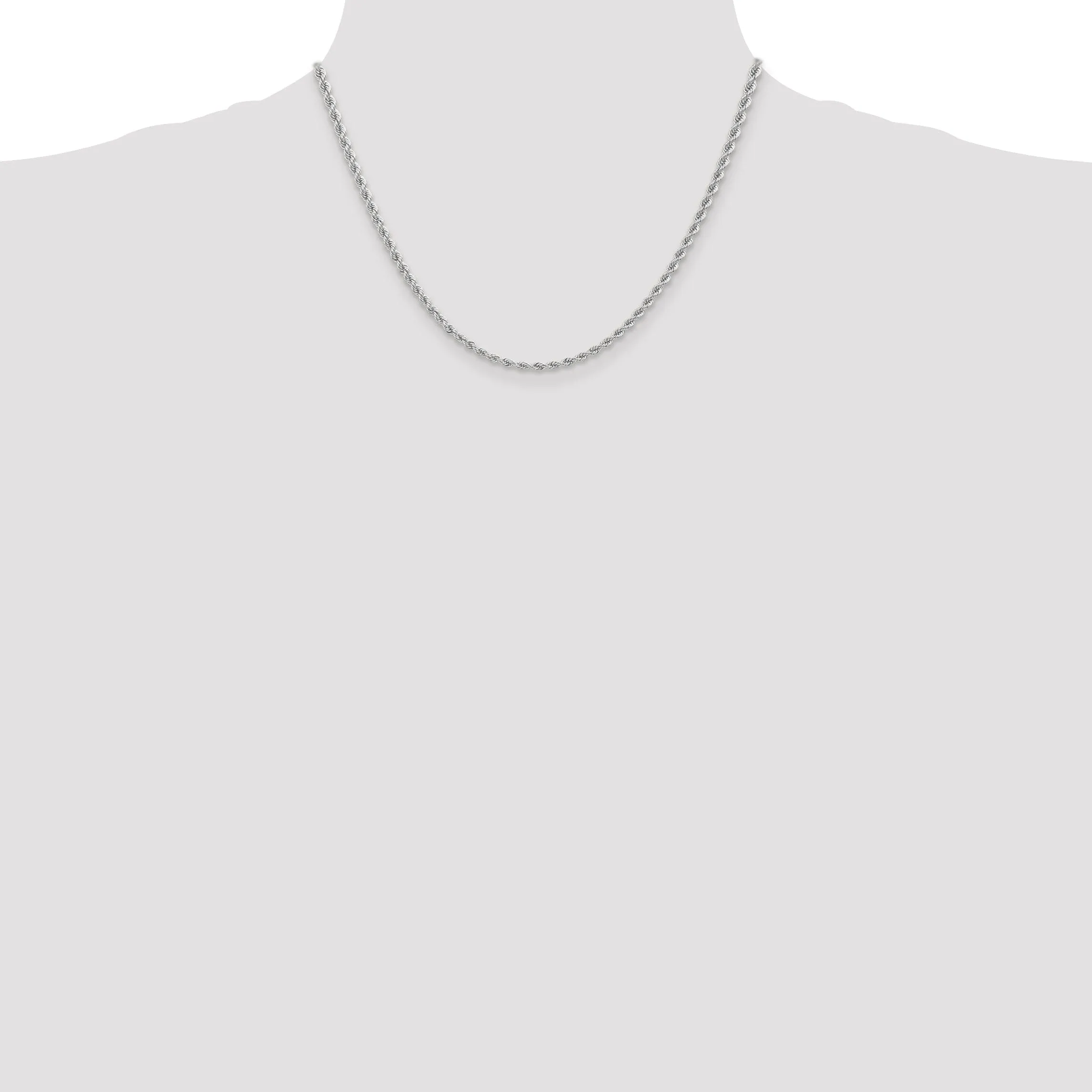 14K White Gold 2.75mm Handmade Rope Chain