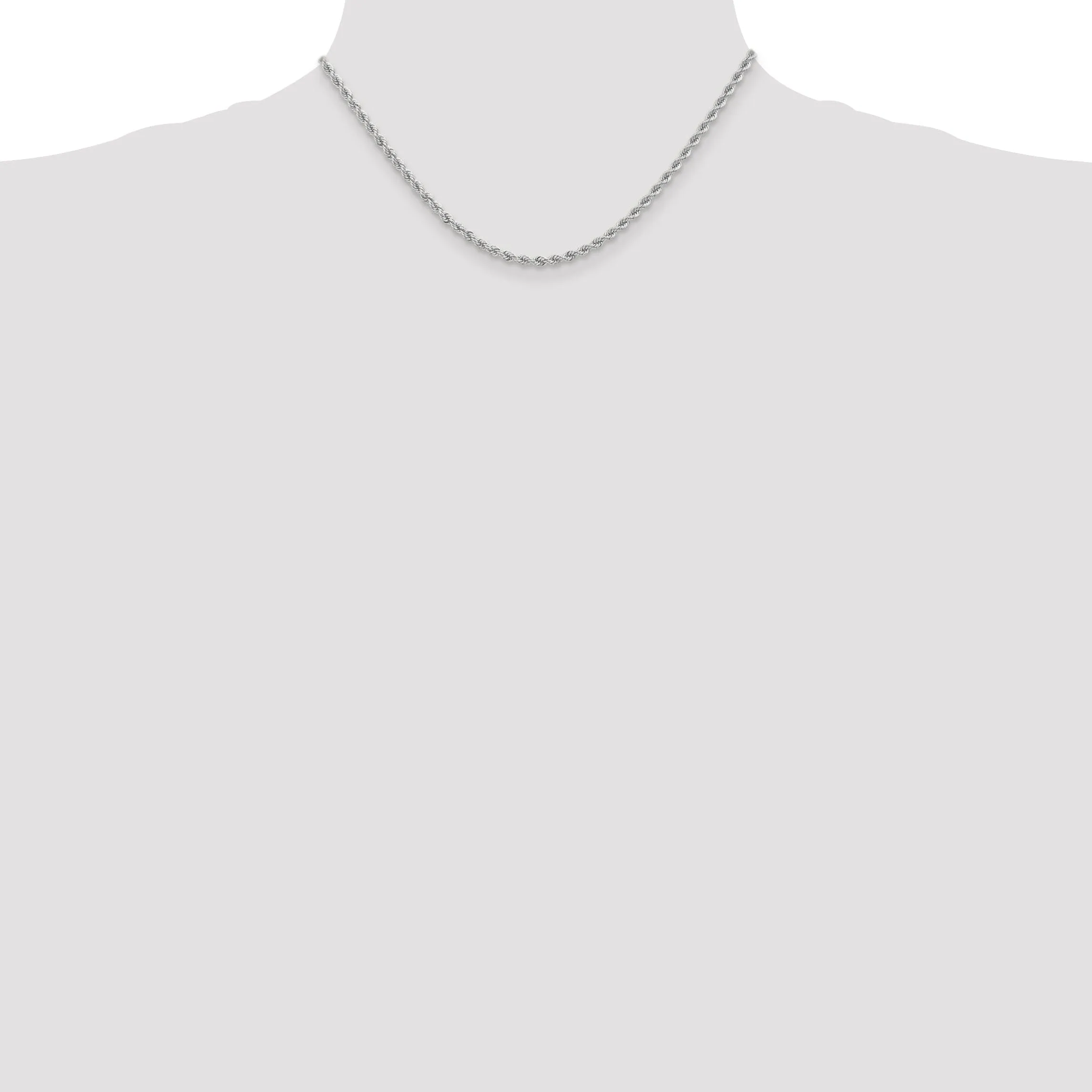 14K White Gold 2.75mm Handmade Rope Chain