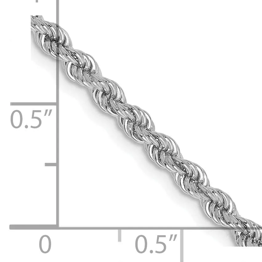 14K White Gold 2.75mm Handmade Rope Chain