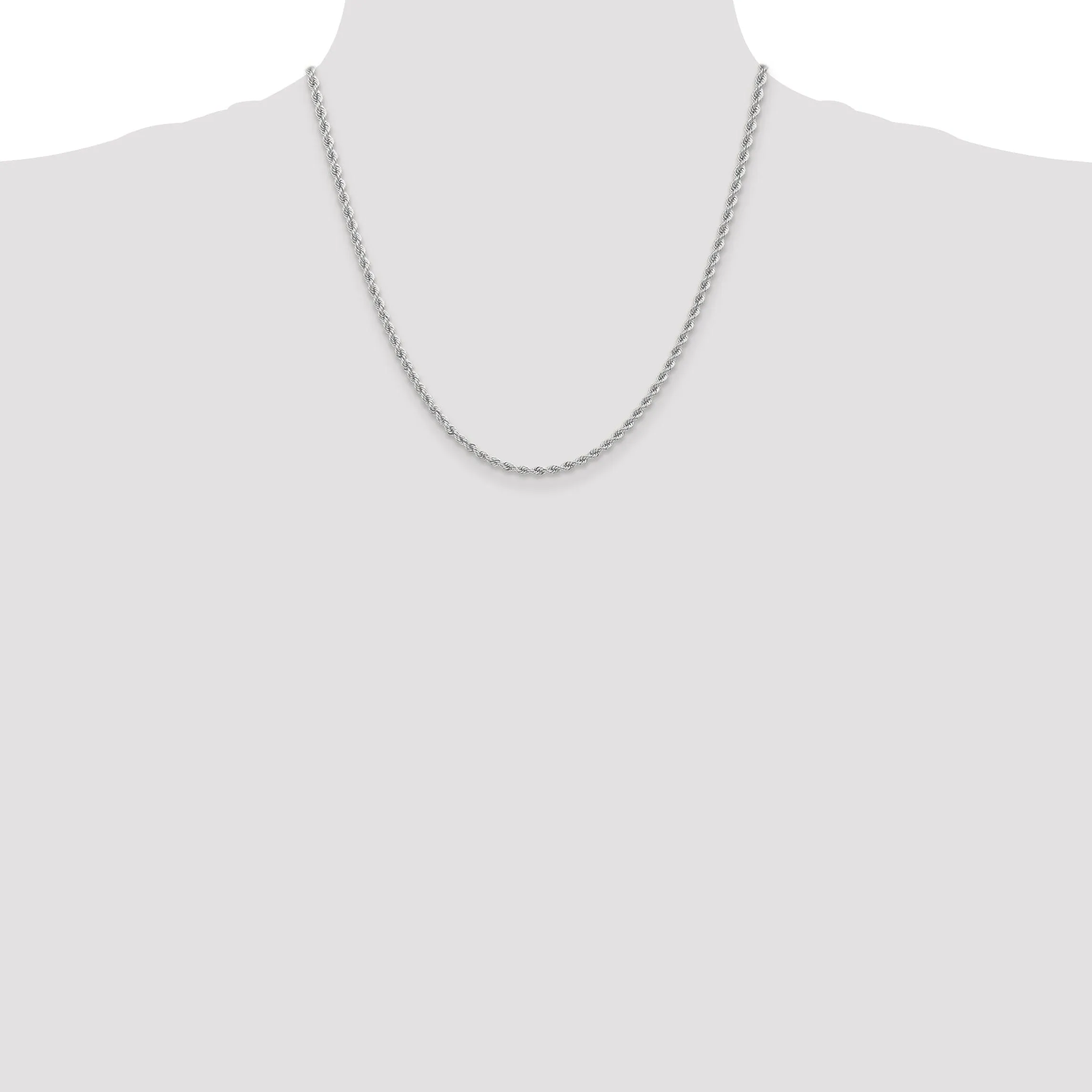 14K White Gold 2.75mm Handmade Rope Chain