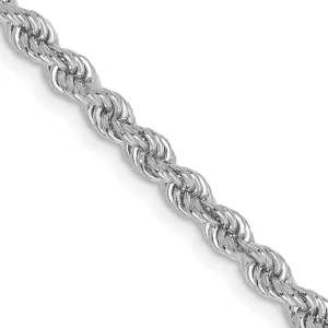 14K White Gold 2.75mm Handmade Rope Chain