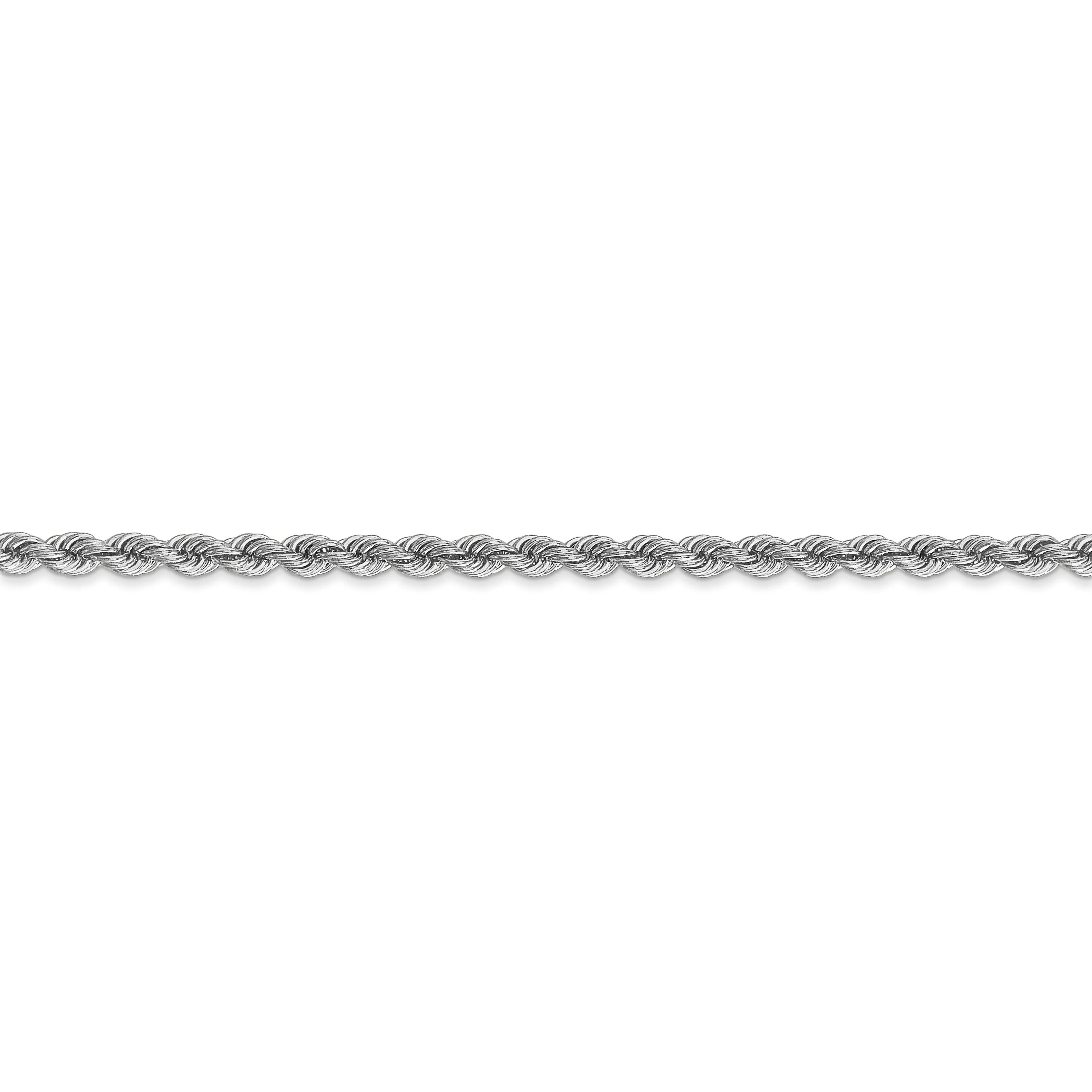 14K White Gold 2.75mm Handmade Rope Chain