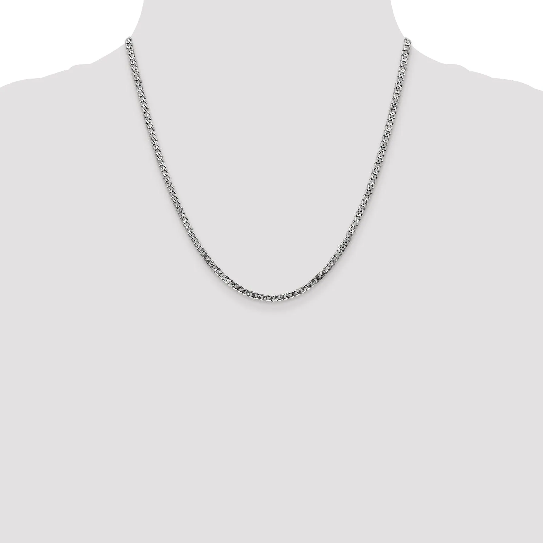 14k White Gold 2.9mm Flat Beveled Curb Chain