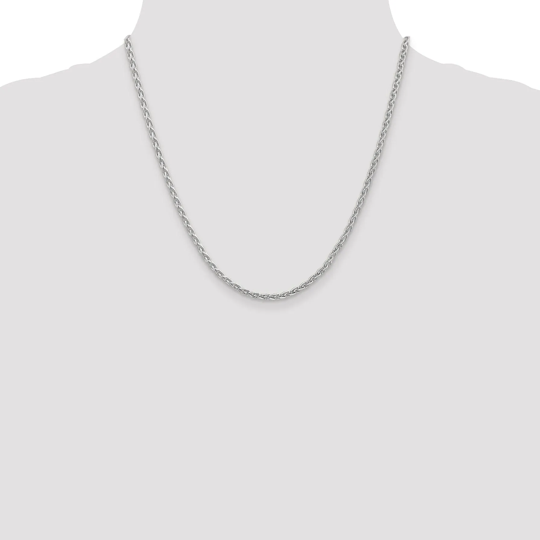 14k White Gold 3.00-mm Parisian Wheat Chain
