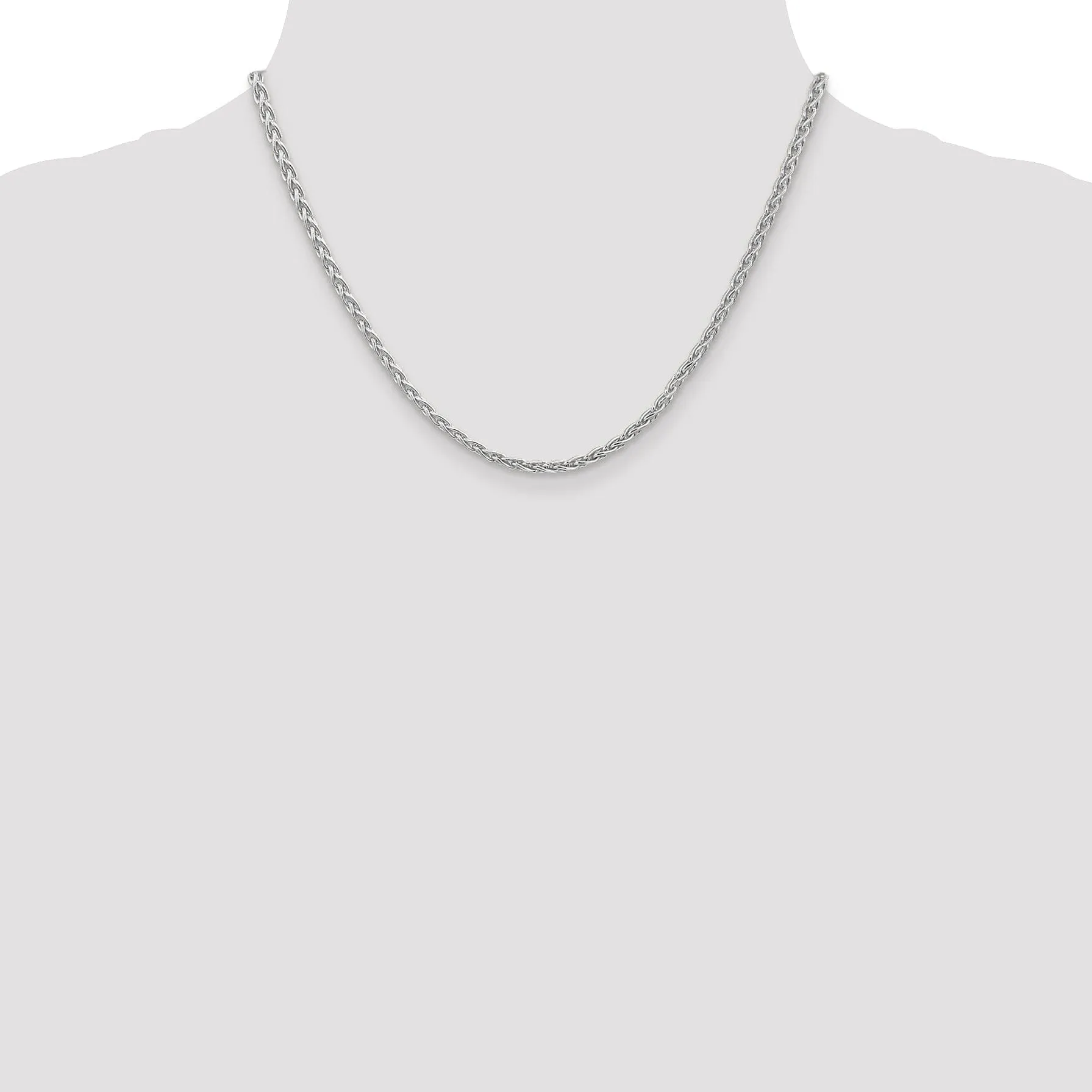 14k White Gold 3.00-mm Parisian Wheat Chain