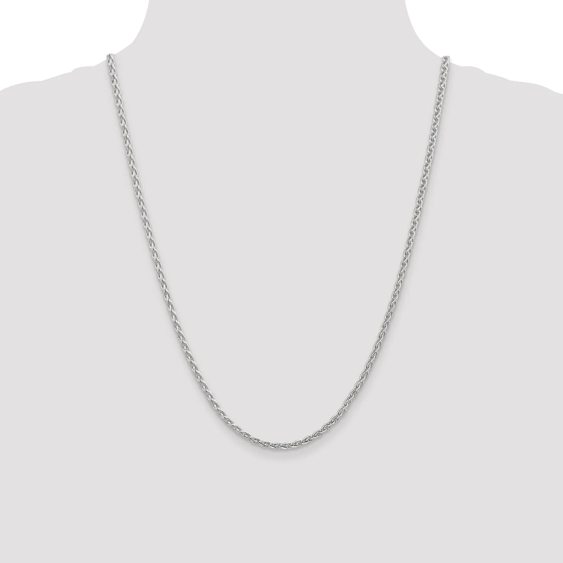 14k White Gold 3.00-mm Parisian Wheat Chain